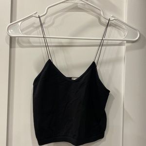 Black OS thin shoulder strap crop top